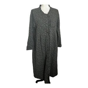 HYS long sleeve cottagecore heavy weight black dress/robe lined with ruffle trim